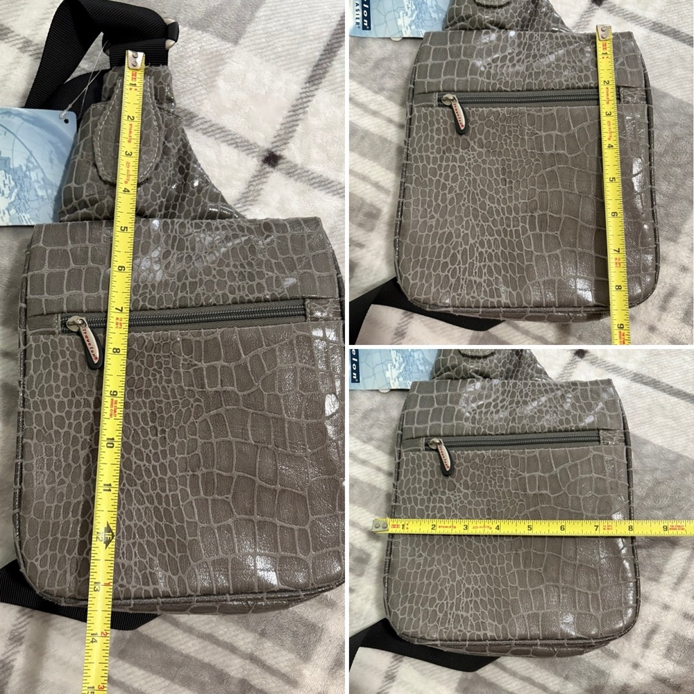 Travelon Grey Croc Anti-theft Sling Crossbody Bag with Passport Wallet NWT - Picture 11 of 11